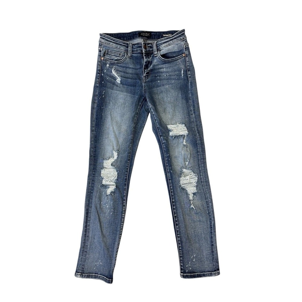 Judy Blue Skinny Fit Jeans Womens 5/27 Distressed Medium Blue Stretch